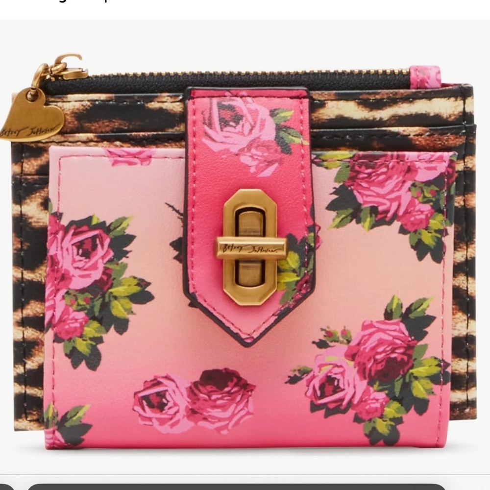 Betsey Johnson Leopard Floral Bifold Wallet, Multicolor